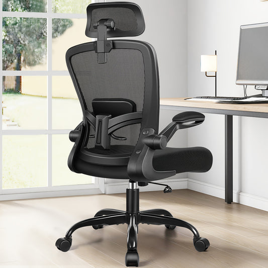 Ergonomische Bureaustoel – Kantoorstoel – Werkstoel – Gamestoel – Draaistoel – Verstelbare Lendensteun – Hoogwaardig Metalen Frame – Zwart