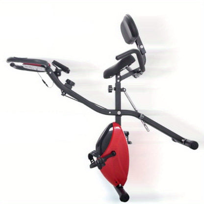 Inklapbare Hometrainer – Magnetische Weerstand – Compacte Fitnessfiets – Ruimtebesparend – Stille Training – Trainingscomputer – Weerstandsbanden - Rood