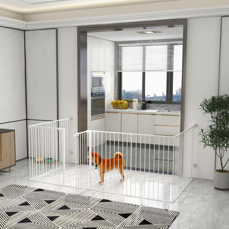 Hondenrennetje – Hondenbench – Hondenkooi – Hondenhek – Speelruimte – Opvouwbaar – 8 Panelen – 90 cm Hoogte – Stevig Staal & Mesh