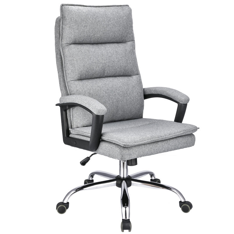 Bureaustoel – Kantoorstoel – Office Chair – Draaistoel – Bureau Stoel – Verstelbare Zithoogte 43-49 cm – Stalen Frame Met Chromen Afwerking - Lichtgrijs
