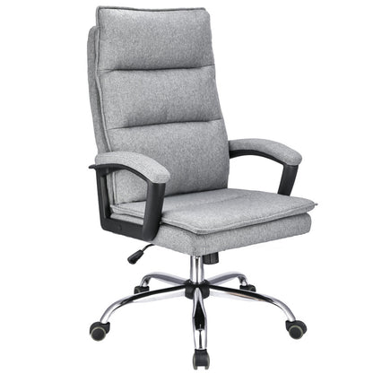 Bureaustoel – Kantoorstoel – Office Chair – Draaistoel – Bureau Stoel – Verstelbare Zithoogte 43-49 cm – Stalen Frame Met Chromen Afwerking - Lichtgrijs