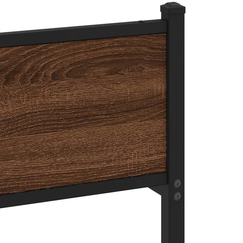 Bed frame without mattress in Brown Oak Metal 160x200cm