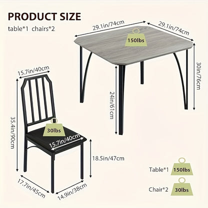 Dining Table for 2 with Ultra Comfortable PU Cushion,  Table and Chairs Set of 2 Chairs for Home Kitchen, Apartment, Dining Room Tables For Small Spaces, Farmhouse Dining Table, Little Table For Kitchen, Table For Living Room