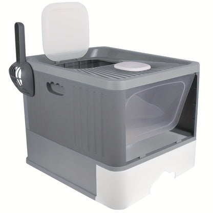 kattenbak – kattentoilet – kattengritbak – kattenschep – kattenbaklade – UV-sterilisatie – duurzaam plastic 48x37x38 cm grijs