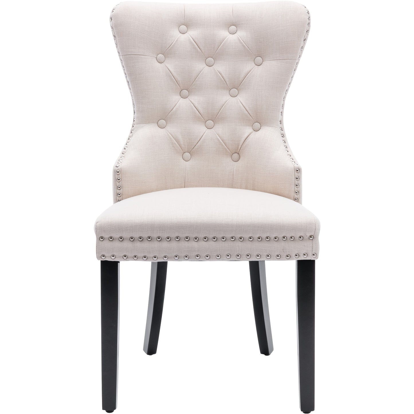 Linnen Eetkamerstoel – Stoel – Eetkamerstoel Set – Designstoel – Woonkamerstoel – Set van 6 – Beige Linnen Bekleding – Stevige Eiken Poten met Chroomaccenten