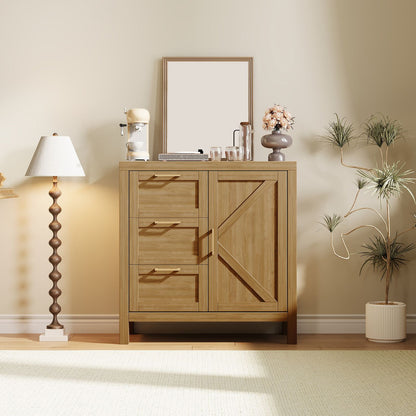 Modern Console Table with 3 Drawers & Adjustable Shelves - Multi-Purpose Storage Cabinet Suitable for Entryway, Living Room, Coffee Bar - Wood -Standing Sideboard with Ample Hidden & Visible Storage, Easy Assembly
