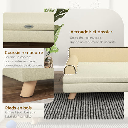 Hondenbank – Huisdieren Sofa – Dierenbed – Dog Bed – Kattenbank – Scandinavisch Design – Afneembare Kussen – 100x62x32 cm Beige