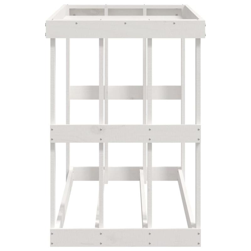 Houtopslagrek – Houtrek – Vuurhoutrek – Brandhoutrek – Houthouder – Wit – Massief Dennenhout – 108x52x74 cm – Geschikt Binnen en Buiten