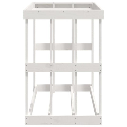 Houtopslagrek – Houtrek – Vuurhoutrek – Brandhoutrek – Houthouder – Wit – Massief Dennenhout – 108x52x74 cm – Geschikt Binnen en Buiten