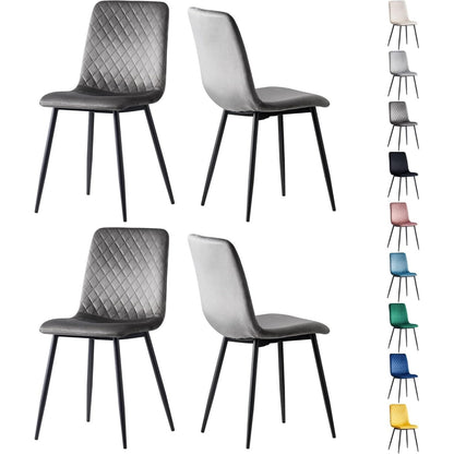 Eetkamerstoel – Designstoel – Velours Stoel – Stoel Met Metalen Poten – Donkergrijs – Ergonomisch Comfort – Duurzame Metaalstructuur