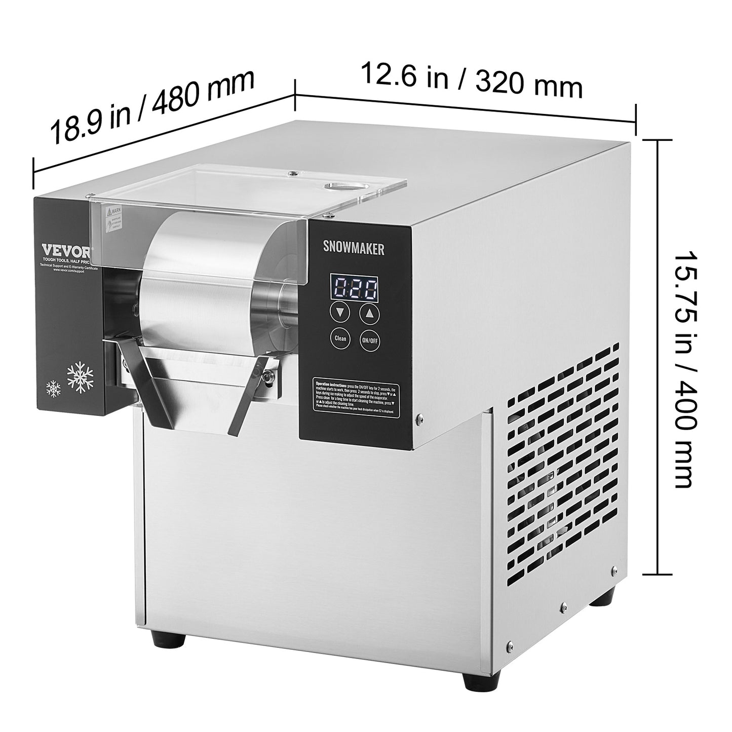 IJsblokjesmachine – IJsblokjesmaker – Ijsklontjesmachine – Ice Maker – Snowflake Machine – 125 kg/24u Capaciteit – Roestvrij Staal Zilver