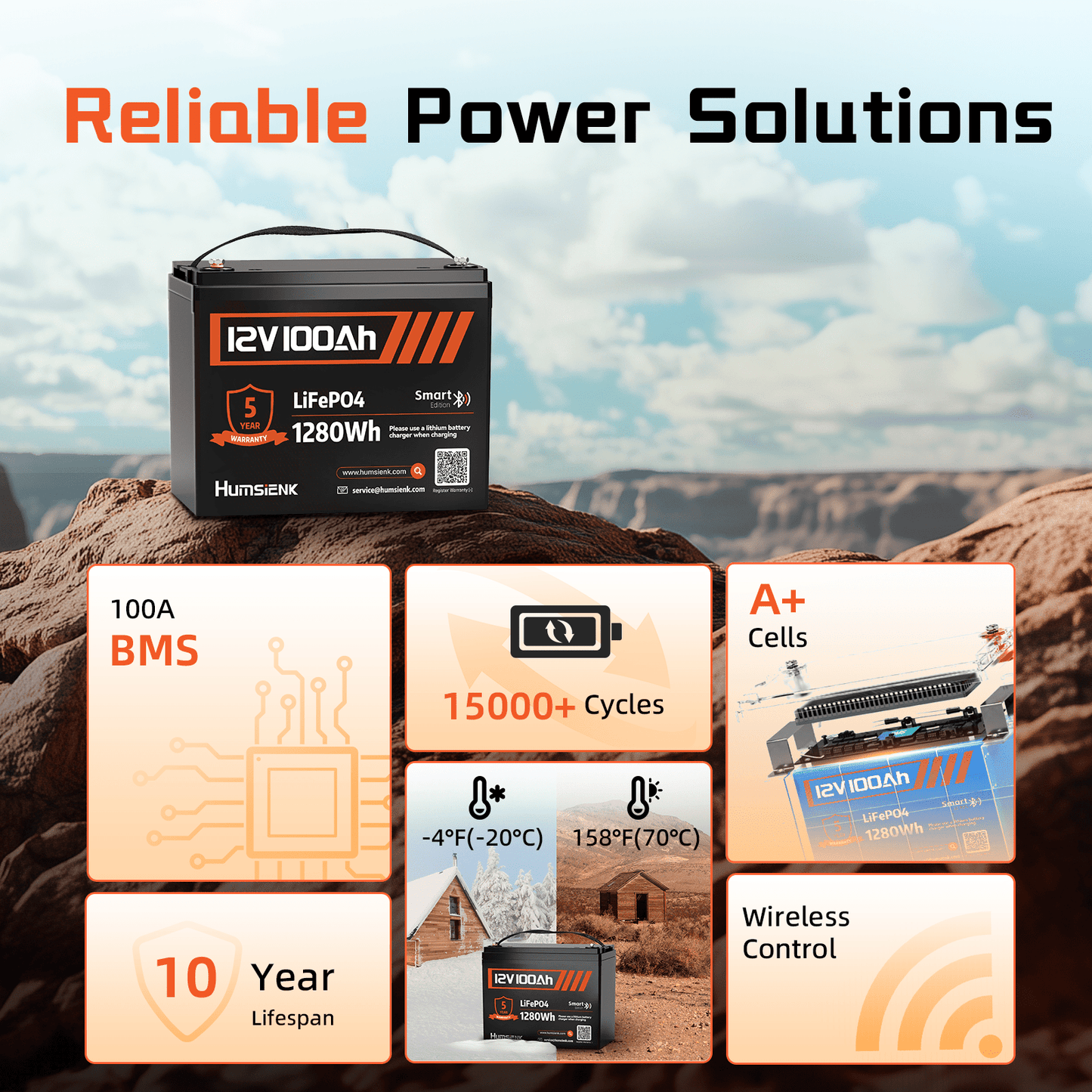 12V 100Ah LiFePO4 Accu – Lithium Batterij – Energieopslag Batterij – Camping Accu – Boot Accu – Langdurige Energie – 15000+ Cyclus Levensduur – Geïntegreerde BMS Veiligheid