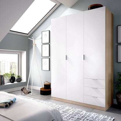 Wardrobe 3 Doors in Front of Astru, Mobile Hangers for Bedroom, 3-Drawer Wardrobe, 121X52H184 Cm, Available in 3 Colors