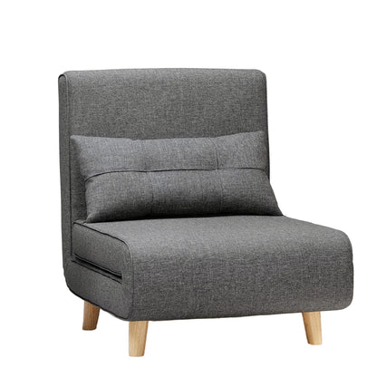 Slaapbank – Bedbank – Relaxfauteuil – Slaapstoel – Logeerbed – 3-in-1 Multifunctioneel – Verstelbare Rugleuning – Donkergrijs Met Kussens