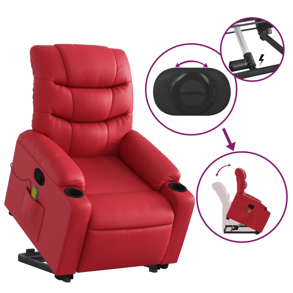 Elektrische Sta-op Fauteuil – Sta-op Stoel – Relaxfauteuil – Verstelbare Armstoel – Elektrische Liftfunctie – Kunstleren Bekleding – Handmatig Verstelbaar – 135 Graden Kantelbaar