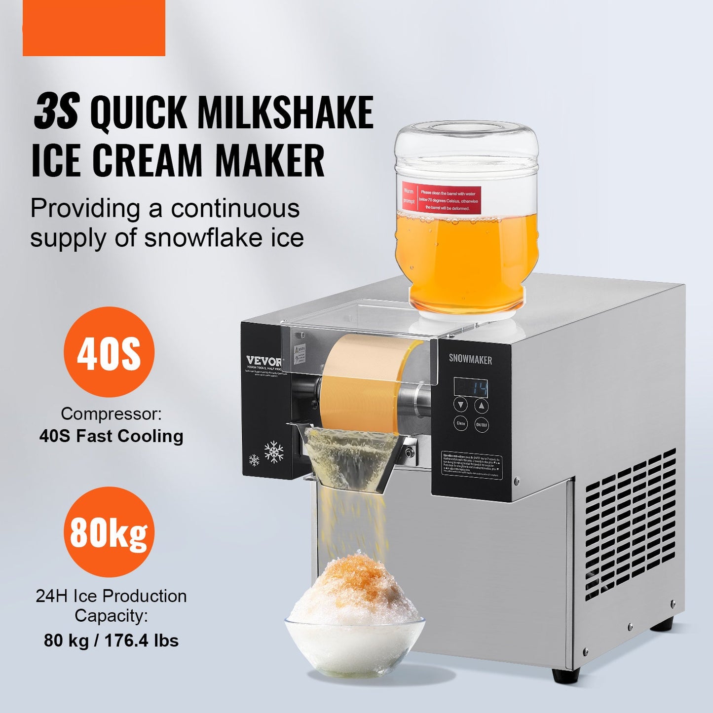 IJsblokjesmachine – IJsblokjesmaker – IJsblokjesmachine Sneeuwvlok – Ice Maker – RVS – 80 kg/24 uur – Snelle Koeling