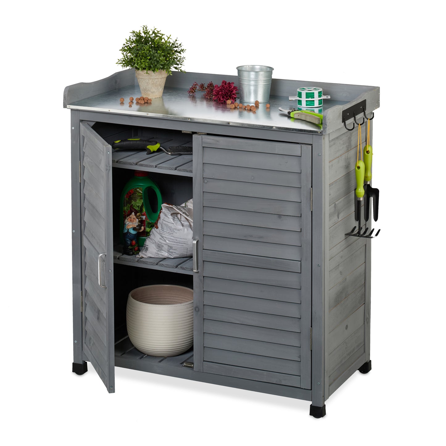 Plantenwerkbank – Tuinwerkbank – Plantenbank – Pottafel – Tuinmeubel – Groot Opbergvak – Stevig Grenenhout