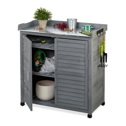 Plantenwerkbank – Tuinwerkbank – Plantenbank – Pottafel – Tuinmeubel – Groot Opbergvak – Stevig Grenenhout