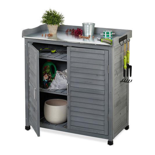 Plantenwerkbank – Tuinwerkbank – Plantenbank – Pottafel – Tuinmeubel – Groot Opbergvak – Stevig Grenenhout
