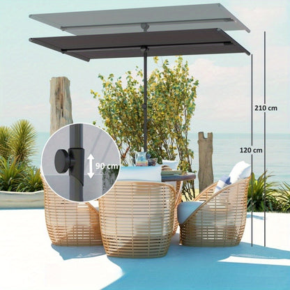 Parasol – Terrasparasol – Balkonparasol – Tuinparasol – Zonnescherm – Extra Groot 150x205 cm – 180° Draaibaar Dak – Verstelbare Hoogte