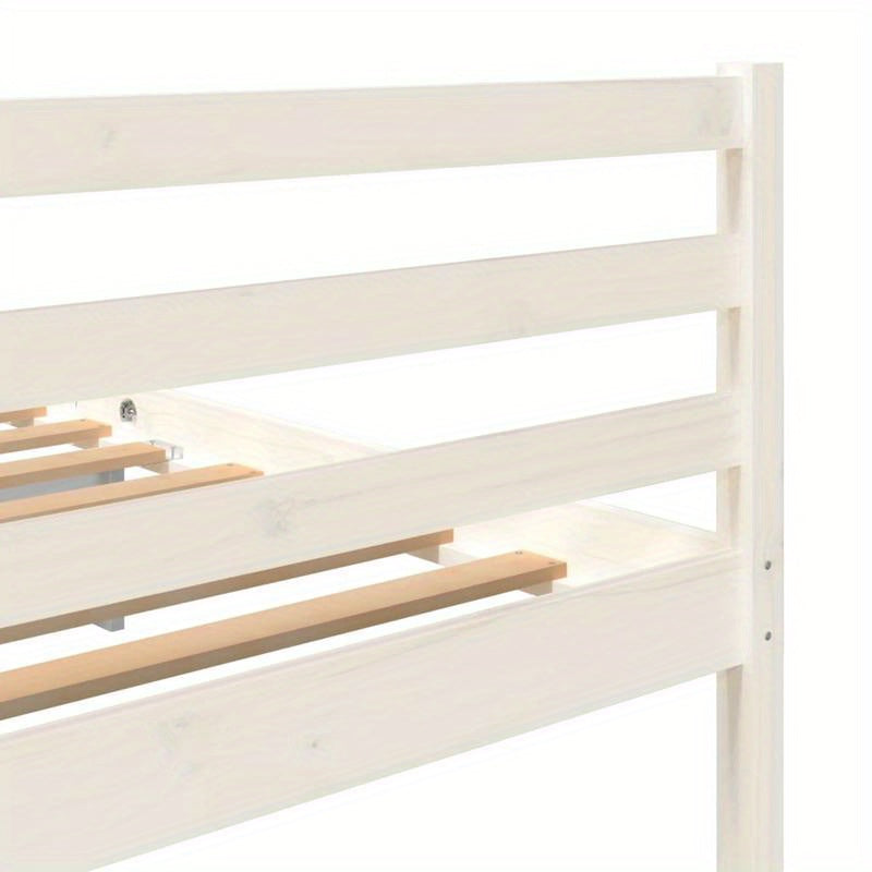 Bedframe – Bed – Ledikant – Slaapkader – Bedromp – Massief Hout – 160x200 cm – Wit Met Baksteenpatroon Hoofdbord – Eenvoudige Montage