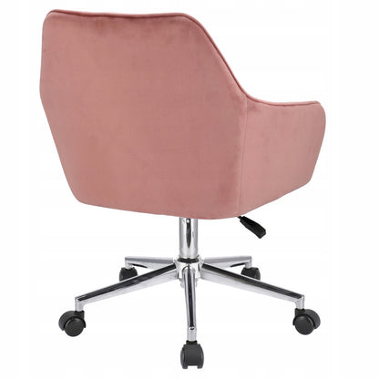Bureaustoel – Bureaustoel Met Wieltjes – Bureaustoel Draaibaar – Kantoorstoel – Studstoel – Zachte Velvet Bekleding – 360° Draaibaar Met Verstelbare Hoogte - Roze