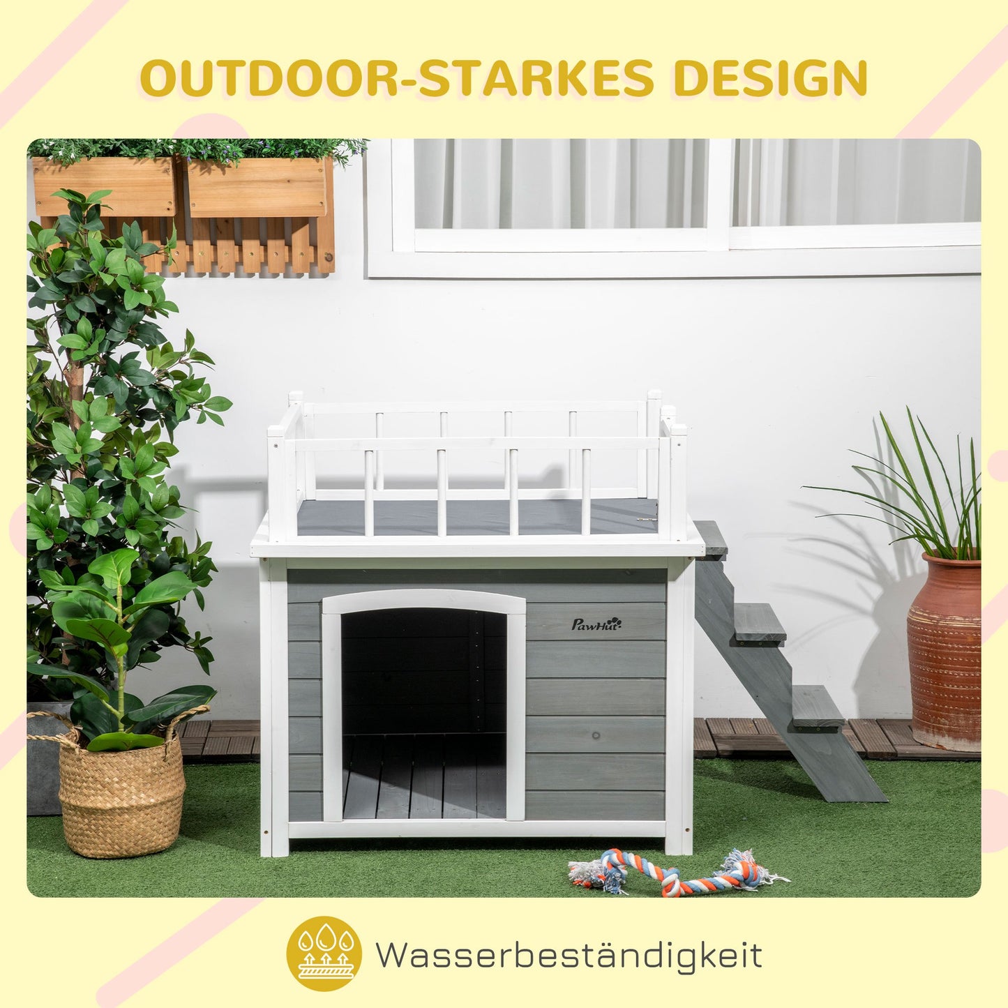 2-delige Zitgroep – Opvouwbare Eettafel – Inklapbare Stoelen – Balkonset – Compacte Tuinset – Wit Met Natuurlijke Houttinten – Ruimtebesparend – Stevige Afmetingen 110x70x75 cm