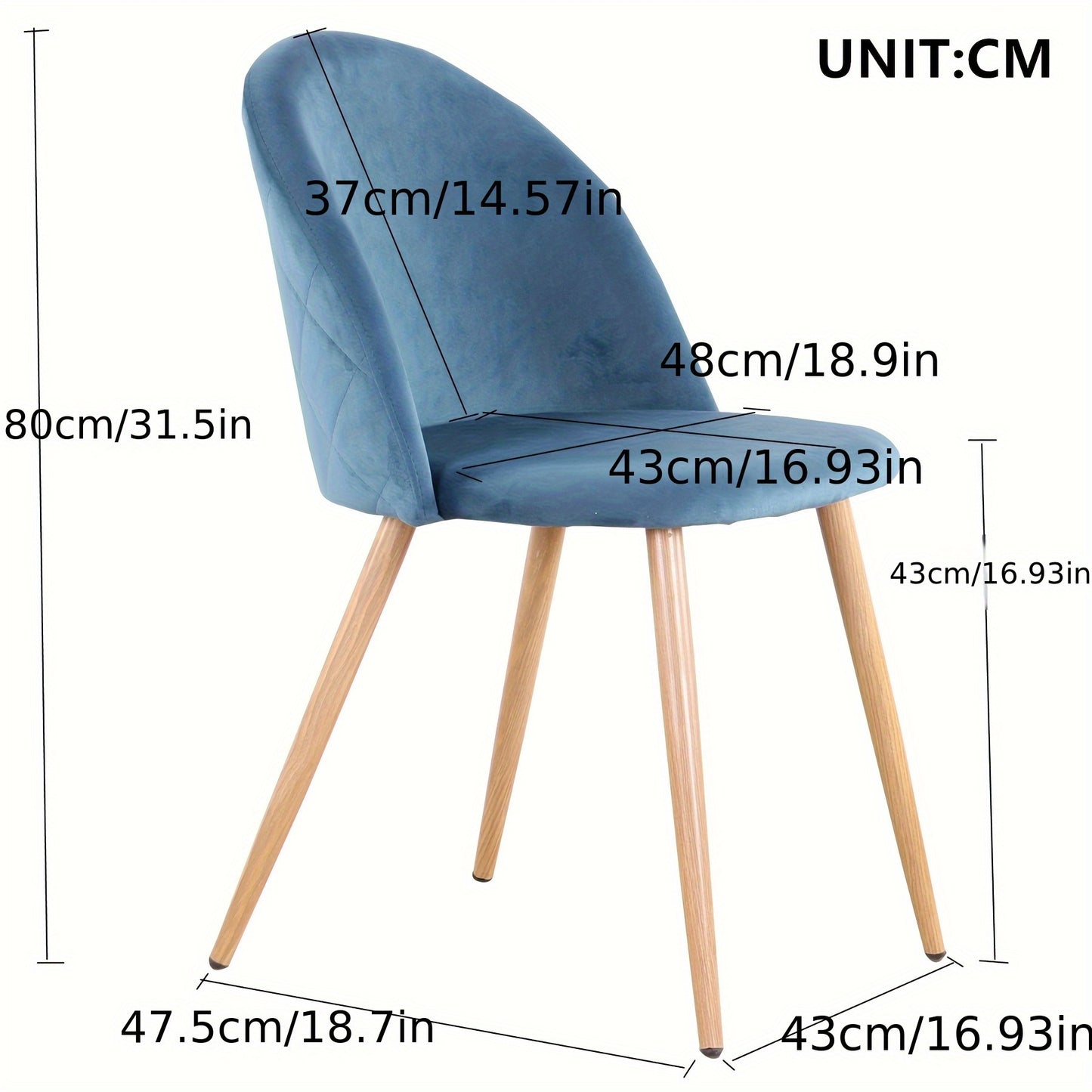 Stoelen – Eetkamerstoelen – Kuipstoelen – Vouwstoelen – Fauteuils – Fluwelen Bekleding – Stevig Metalen Frame – Set van 4 – Blauw