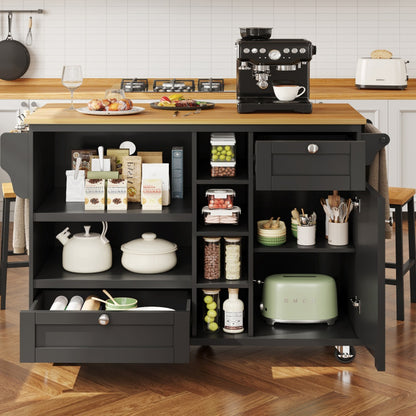 Keukentrolley – Keukenwagen – Serveerwagen – Opbergwagen – Roltafel – Met Laden en Open Planken – Compact 129x46x92 cm – Stevig Metalen Frame Op Wieltjes