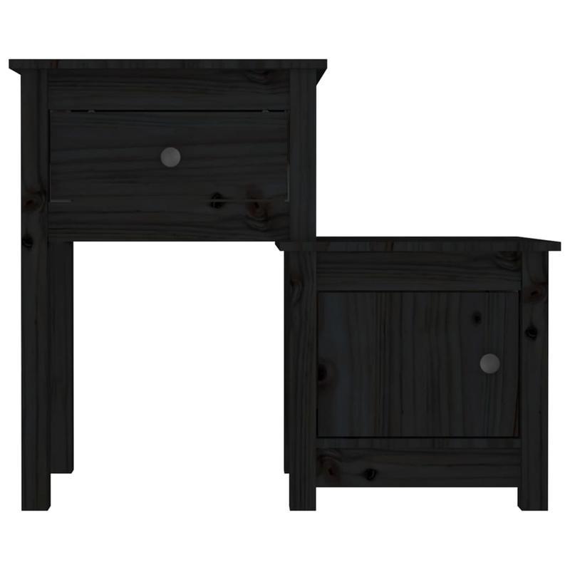 Nachtkastjes 2 st 79.5x38x65.5cm massief grenenhout zwart