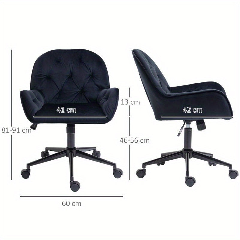 Bureaustoel – Ergonomische Stoel – Draaistoel – Kantoorstoel – Bureaukruk – Verstelbaar – Fluwelen Bekleding Zwart – 360° Draaibaar – Stevige Vijfpotige Basis