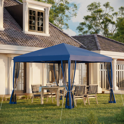 Tuinpaviljoen – Tuinkamer – Partytent – Overkapping – Tuinoverkapping – Pop-up Systeem – UV-Beschermd Polyester – 3x3 Meter – Inclusief Muskietennetten – Blauw