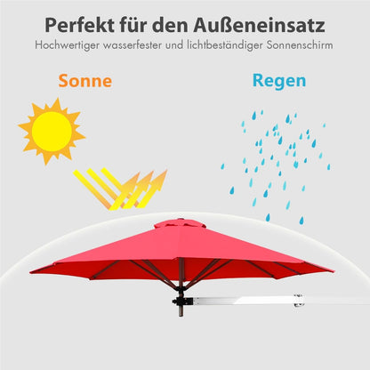 Muurparasol – Wandparasol – Balkonparasol – Zonnescherm – Terrasparasol – Aluminium Frame – Ø 250 cm Rode Parasol