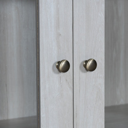 Highboard Kast – Opbergkast – Vitrinekast – Dressoir – Kledingkast – Metaal Frame & Houtlook – 80x34x171 cm – Geen Montage Nodig