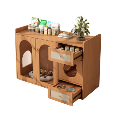 Kattenmeubel – Kattenhuis – Kattenkast – Kattenbakmeubel – Kattenmeubel walnut – Verborgen kattenbakruimte – Compact met opbergvak 120x45x83 cm
