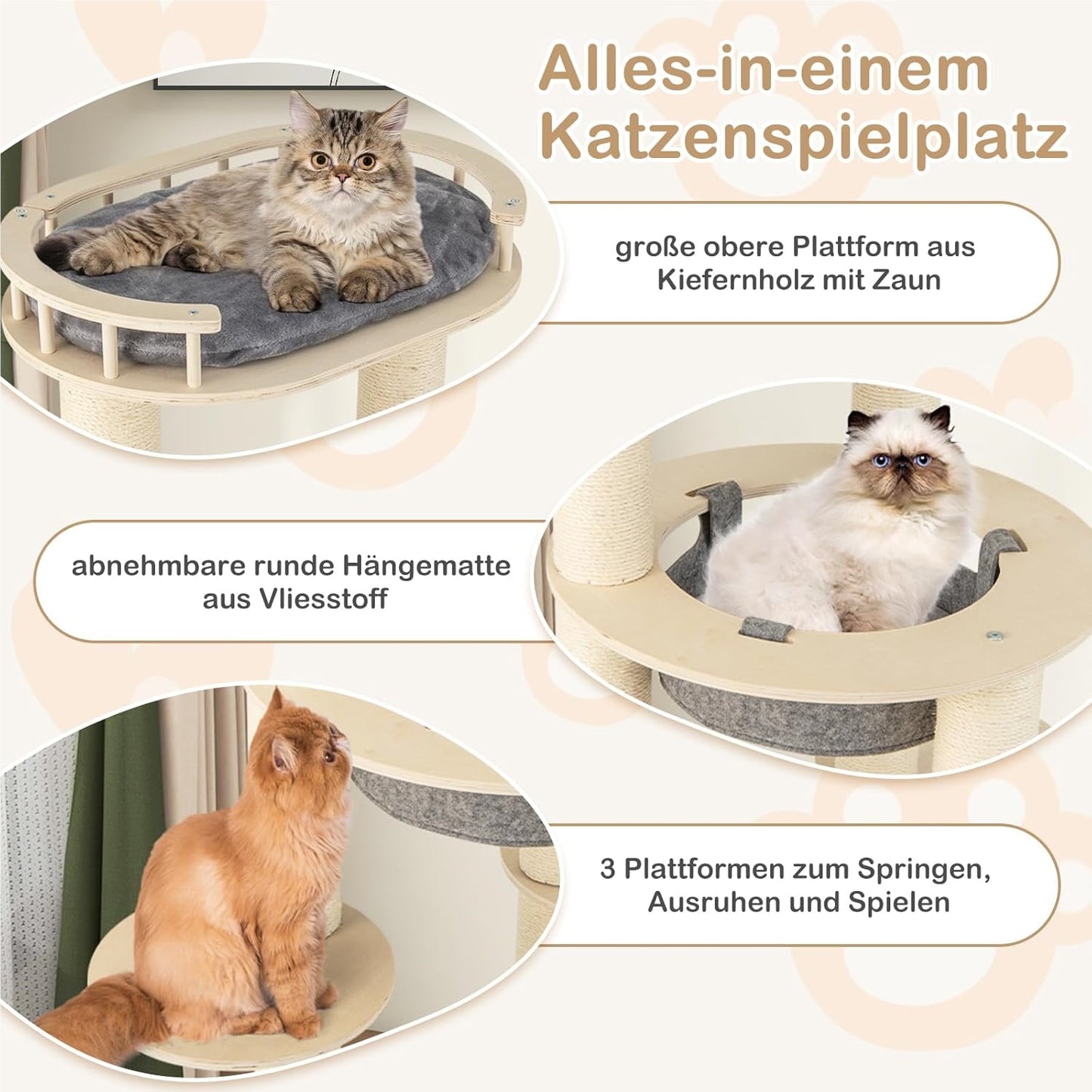 Kattenboom – Krabpaal – Klimboom – Kattenhuis – Kattenmeubel – 150 cm Hoog – Stevige Sisal Krabpalen