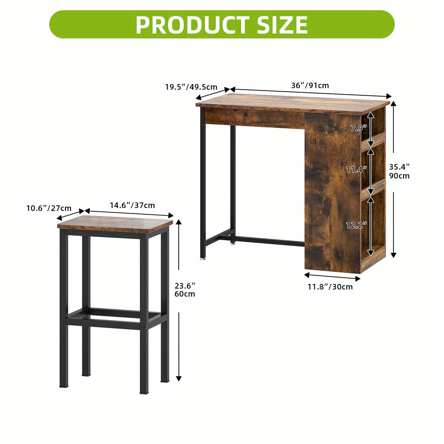 Bartafel – Bar Tafel – Statafel – Keukentafel – Eettafel – Compact Design – Metalen Frame Met 3 Niveaus