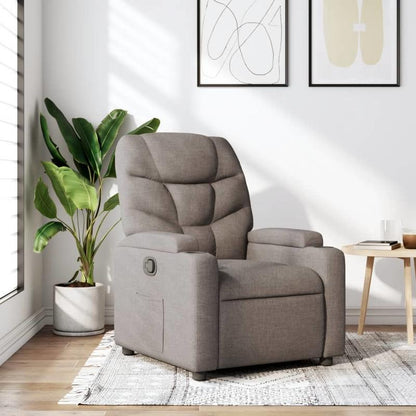 Loungefauteuil – Loungestoel – Relaxstoel – Fauteuil – Accentstoel – Verstelbare Armleuningen – Lichtgewicht Stof Taupe
