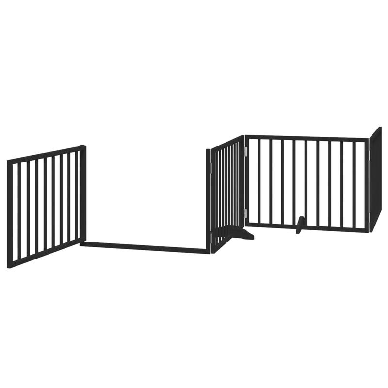 Hondenren – Puppyren – Hondenhek – Hondenkennel – Opvouwbaar – 4 Panelen – Populierenhout & Aluminium – 320 cm Lengte – Met Deur – Modulair & Draagbaar – Zwart