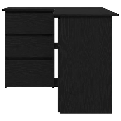 Hoekbureau – Bureau – Computertafel – Werkplek – Bureautafel – Hoogwaardig Vochbestendig Hout – 4 Lades Met 2 Kastdeurtjes – Mat Zwart