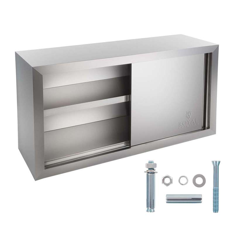 Wandkast – Opbergkast – Metalen Kast – Schuifdeuren – Wandmeubel – Roestvrij Staal – 120 cm Breed – Duurzaam & Ruim