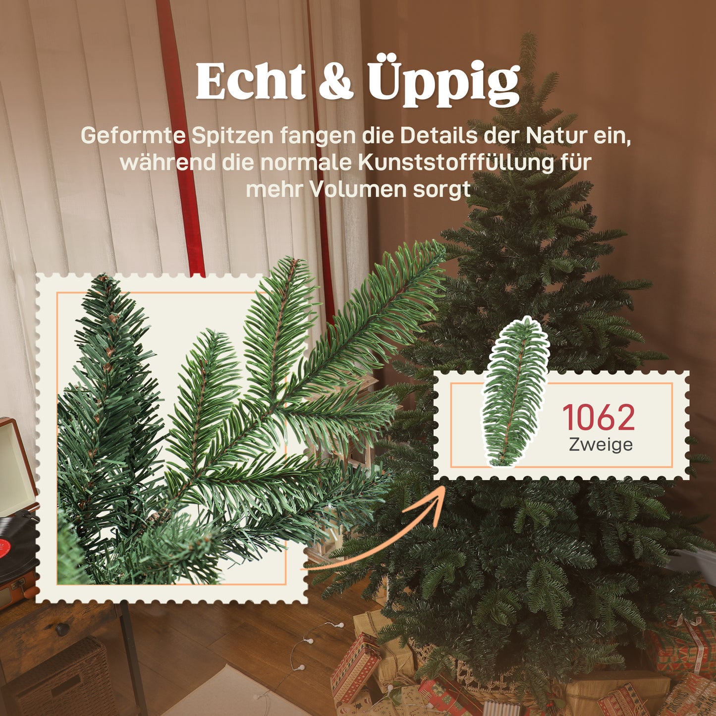 Kunstkerstboom – Nepkerstboom – Kerstboom Kunst – Kunstige Kerstboom – Valse Kerstboom – 180 cm Hoog – Brandvertragend PVC En Metaal