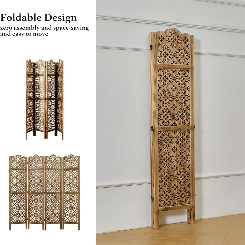 Houten Kamerscherm – Room Divider – Scheidingswand – Vouwscherm – Plaatsverdeler – 6 Panelen – Hardhout – Inklapbaar En Lichtgewicht