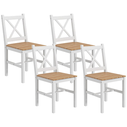 Eetkamerstoelen – Keukenstoelen – Stoelen – Landelijke Stoelen – Houten Stoelen – Set Van 4 – Massief Grenenhout – Hoge Rugleuning Ergonomisch