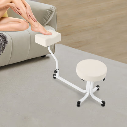 Pedicurekruk – Pedicurestoel – Nagelkruk – Schoonheidsstoel – Voetensteunkruk – Verstelbare Hoogte – Stevig IJzeren Frame – Comfortabele PU Leren Zitting – Modern Wit