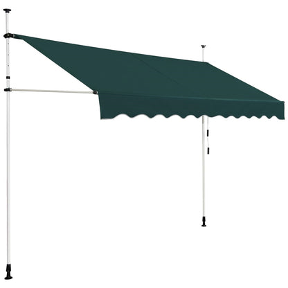Balkonzonwering – Zonneluifel – Balkonluifel – Zonnescherm – Klemluifel – Verstelbaar Handbediend – 300 cm Breed – UV-Bestendig – Waterafstotend – Groen