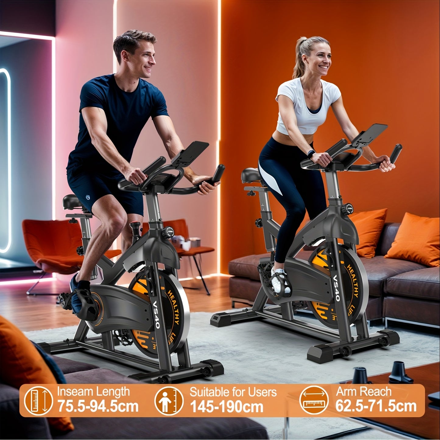 MettleMatic VS40 Exercise Bike Designed for the Whole Family, Magnetic Ergometer, 300W Torque, Large Tablet Holder, Max Load 150kg