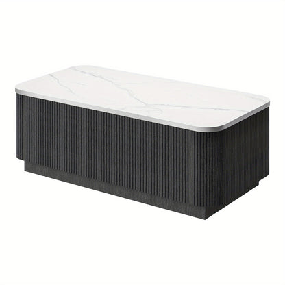 Salontafel – Woonkamertafel – Bijzettafel – Koffietafel – Tafel – Modern Design – Groot Formaat – Marmerlook – MDF Houtstructuur – Met Opbergruimte – Direct Gebruiksklaar