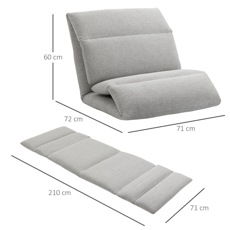 Verstelbare Vloerstoel – Zitzak – Relaxstoel – Ligstoel – Gamingstoel – Grijs – 5-Position Rugleuning – Stevig Stalen Frame