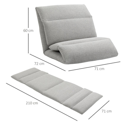 Verstelbare Vloerstoel – Zitzak – Relaxstoel – Ligstoel – Gamingstoel – Grijs – 5-Position Rugleuning – Stevig Stalen Frame